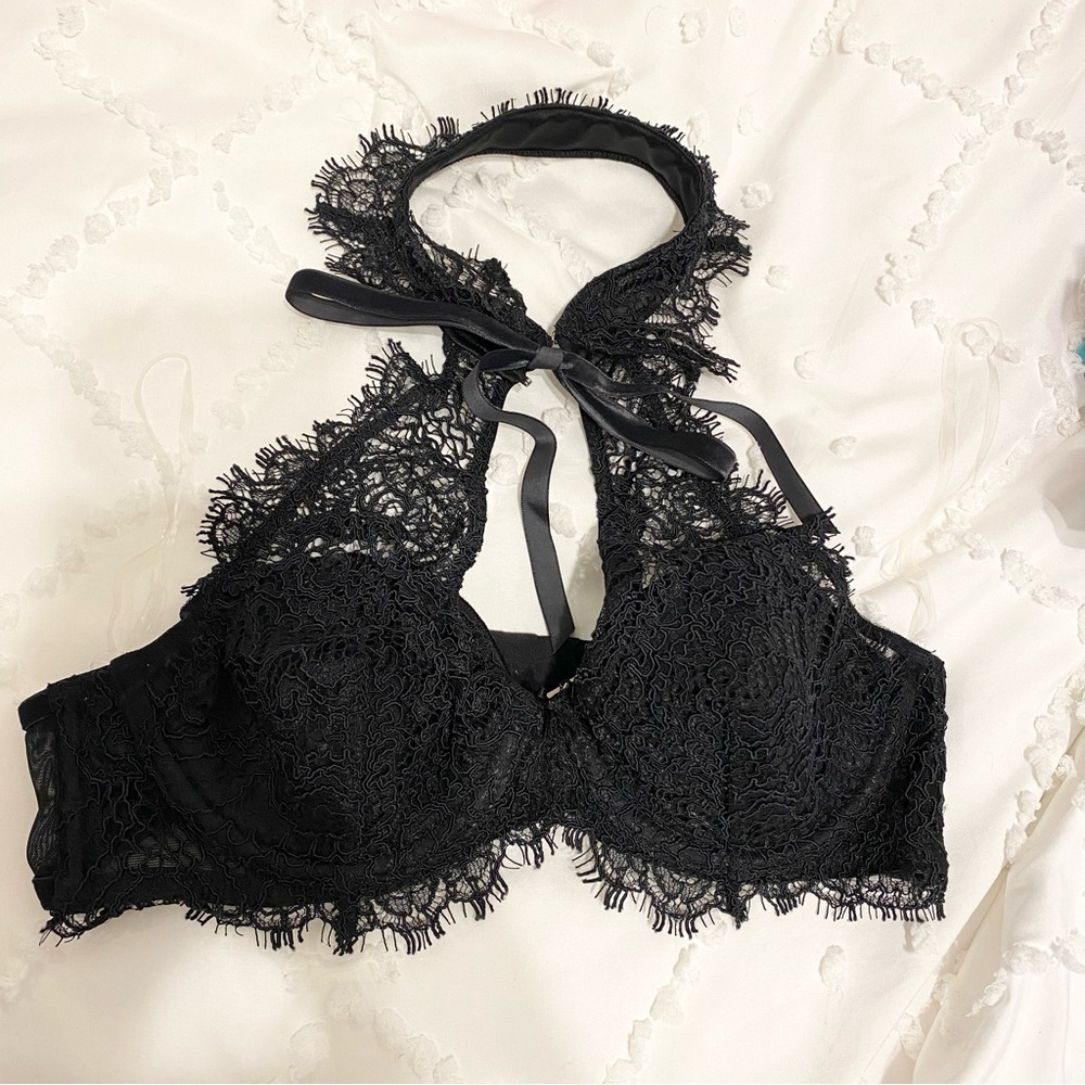victoria’s secret - angel collection black halter choker bra